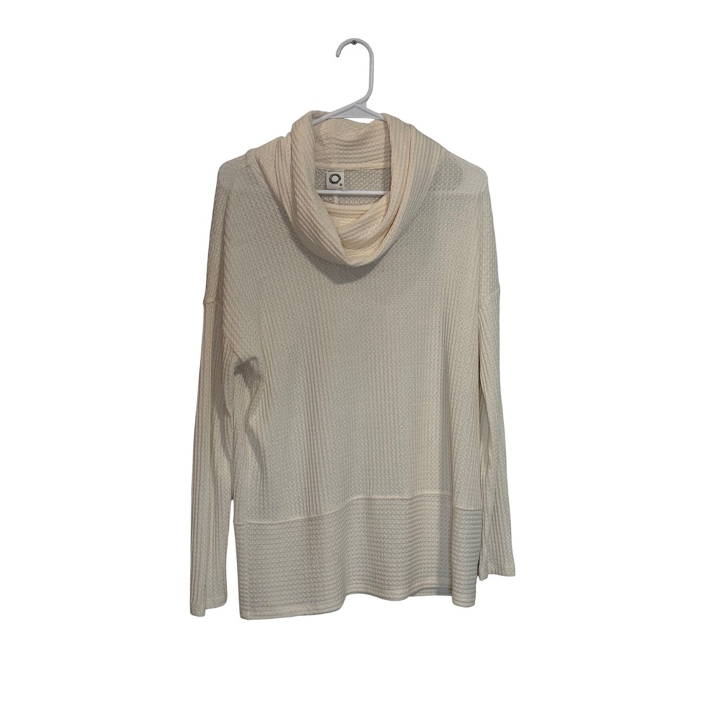 Akemi + Kin Anthropologie Cream Waffle Knit Cowl Neck Long Sleeve Lagenlook Chic